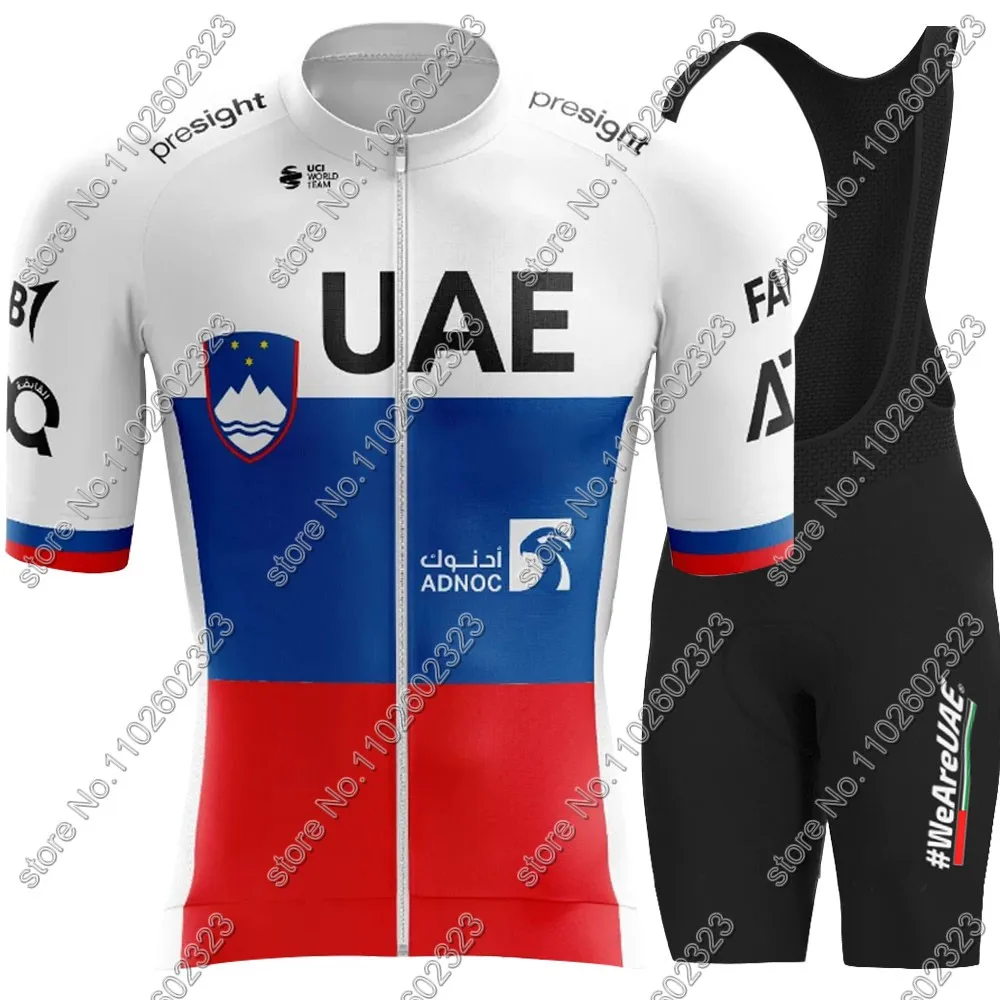 Slovenia UAE Cycling Jersey Team Set Summer Short Sleeve Clothing Road Bike Shirts Suit Bicycle bib Shorts MTB