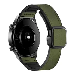 Premium Magnetic Leather Silicone Watch Strap, 22mm for 22mm Strap (Military Green)