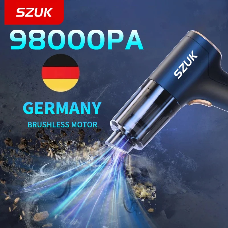 SZUK 98000PA Car Vacuum Cleaner Mini Powerful Cleaning Machine Strong Suction Handheld for Car Portable  Wireless Home Appliance 98000pa car vacuum cleaner mini cleaning machine strong suction usb handheld for car home appliance portable wireless cleaner