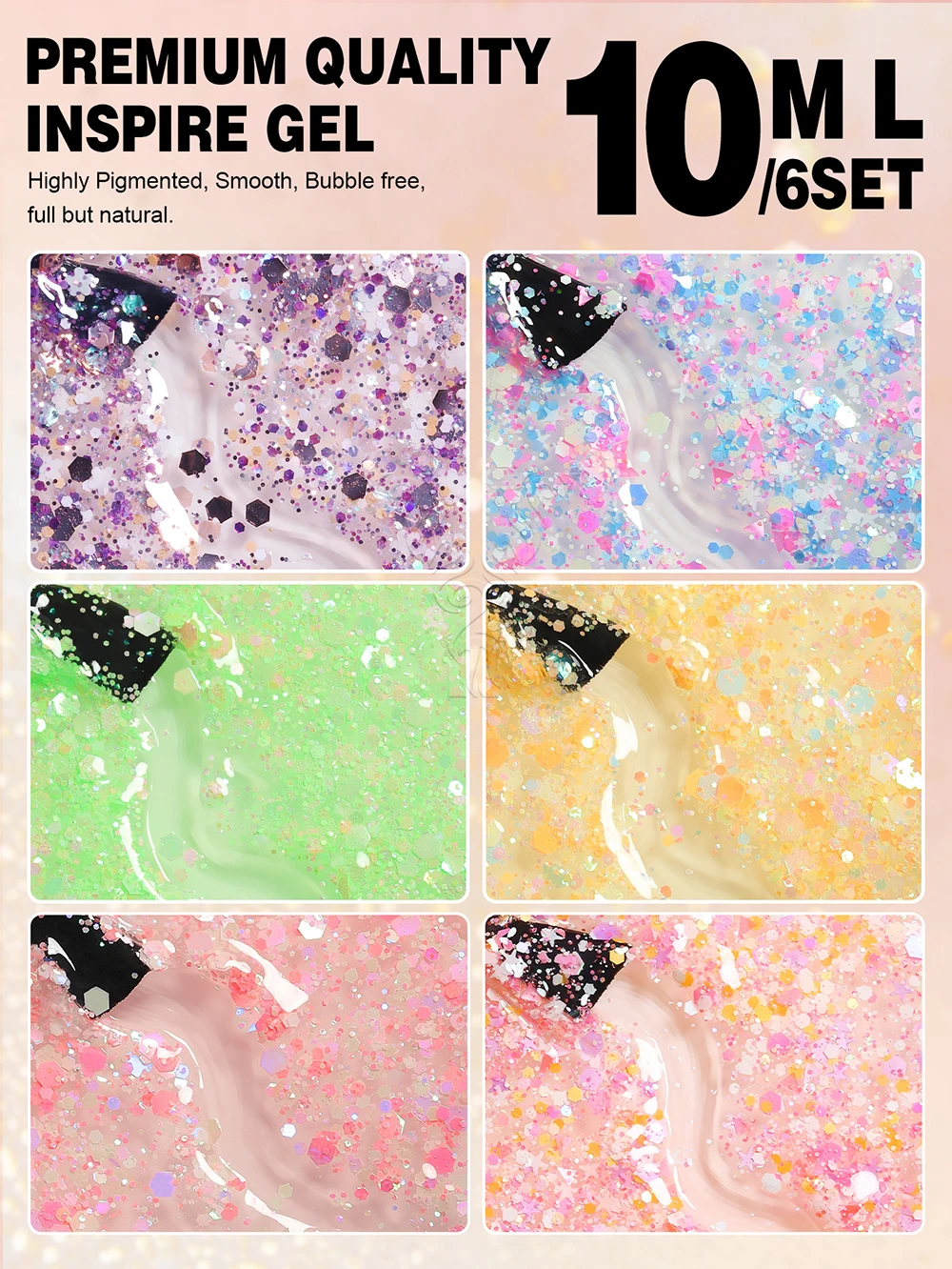 Description Picture 4 of itemYOKEFELLOW 10ml Glitter Gel Nail Polish Y2K Sugar Sparkly Shiny Glitter Sequins Soak Off UV Gel Varnish Colorful DIY Nail Art