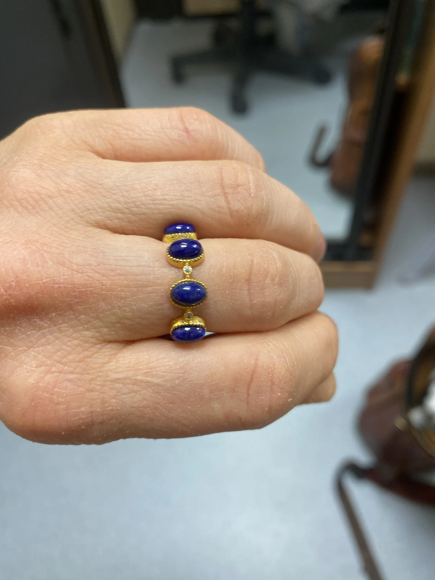 Bague Lapis Lazuli – Soleil de Minuit, Argent Plaqué Or photo review