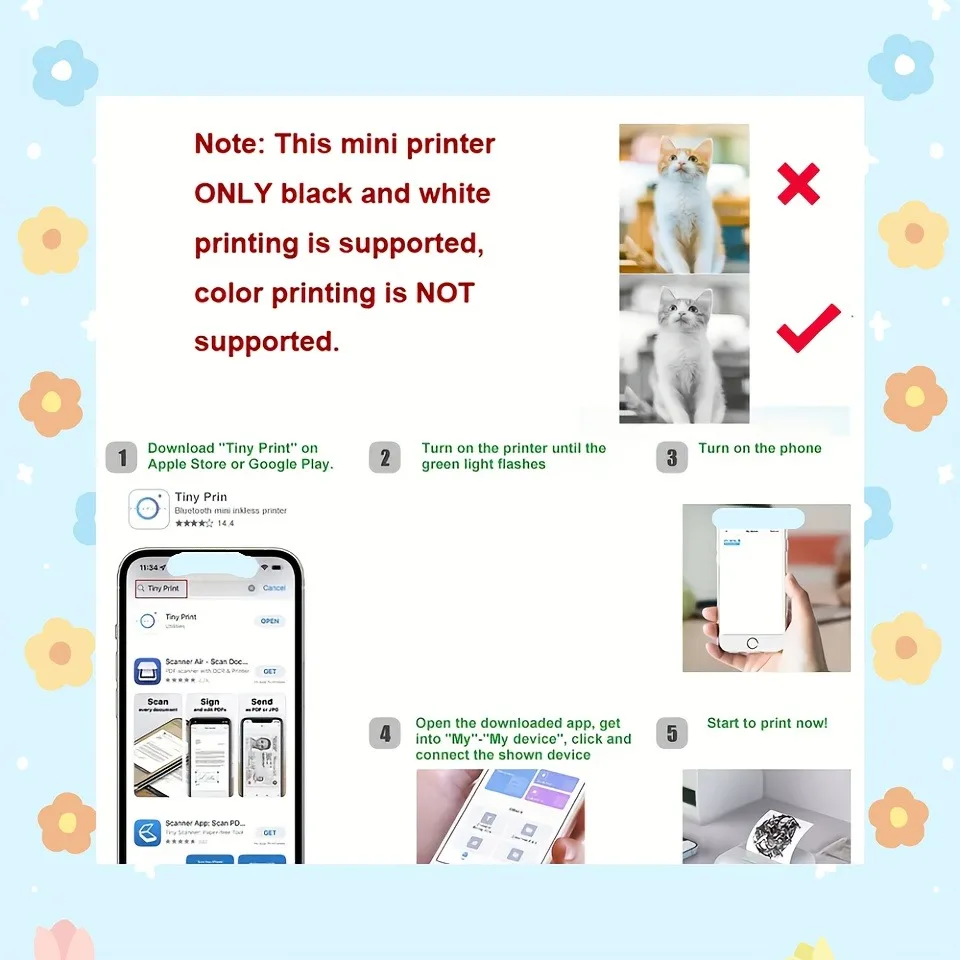 미니 휴대용 블루투스 프린터, USB 충전식, 배너, 메모, 파일, 사진, 라벨, DIY 그림 출력, 귀여운 선물 추천