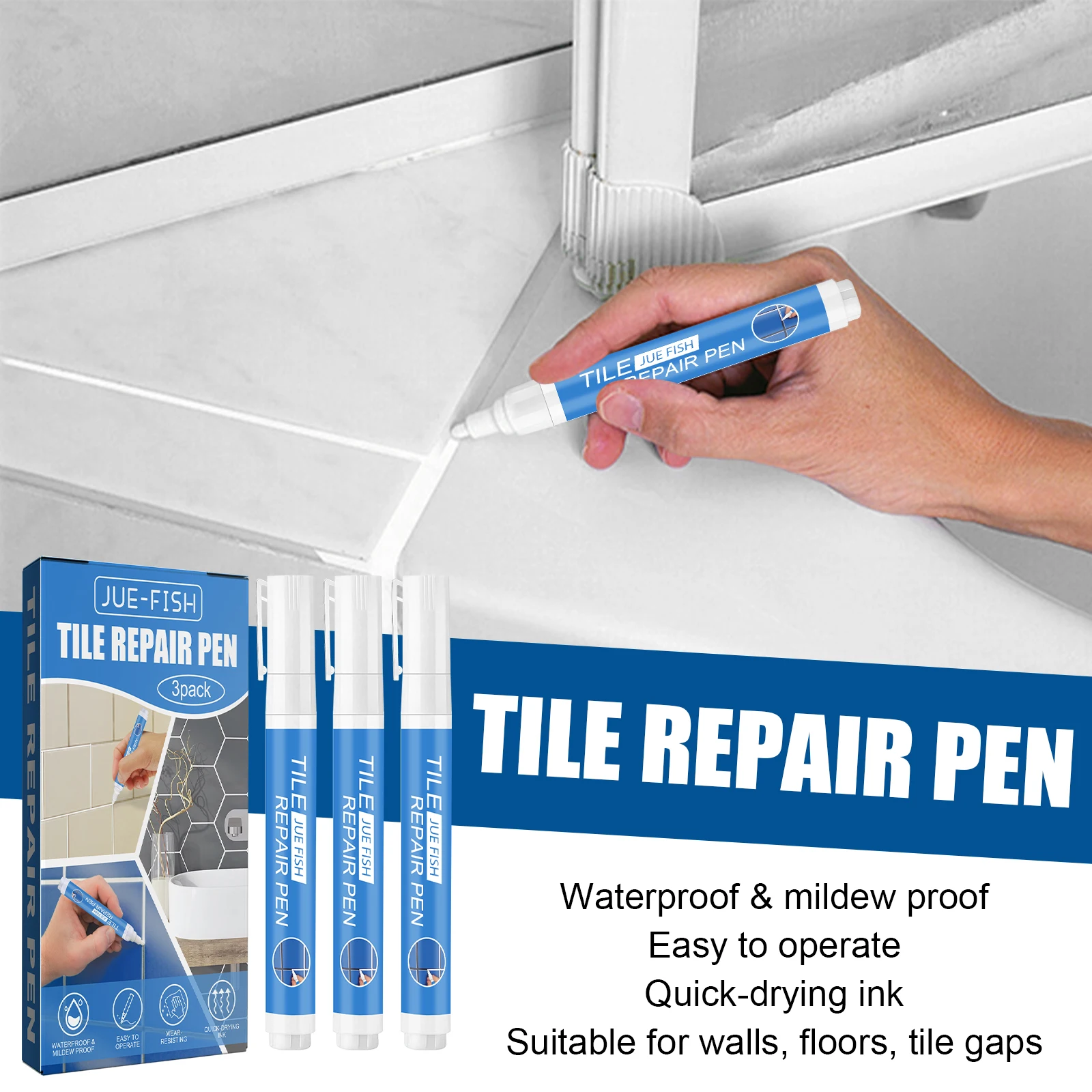 Jue-Fish Tile Repair Pen Bathroom Wall Waterproof Mildew Resistant Floor Crevices Beautifying Tile Repair Pen