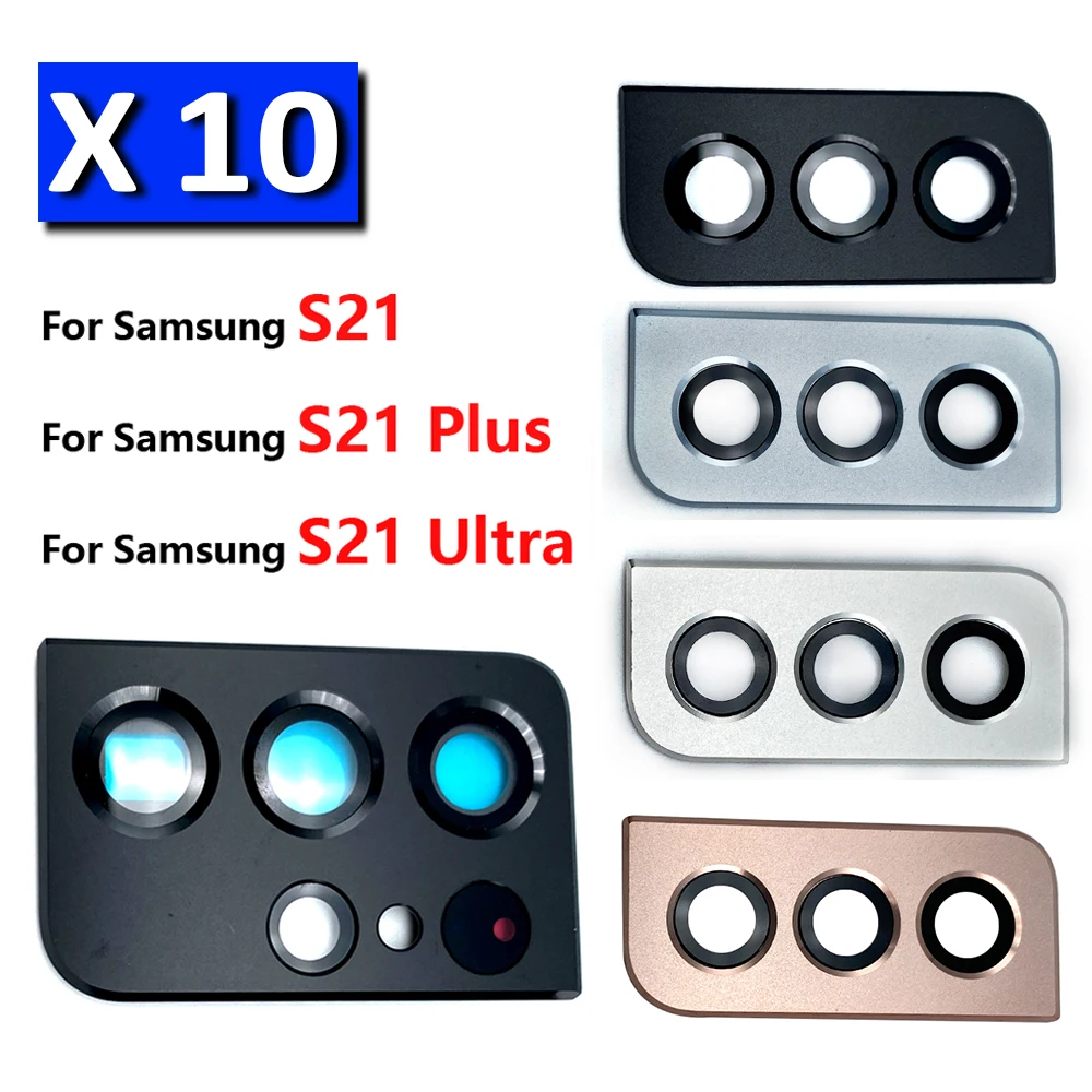 

10 шт., новинка для Samsung S21 Plus ультра Корпус задняя камера стеклянный объектив с крышкой Держатель рамы
