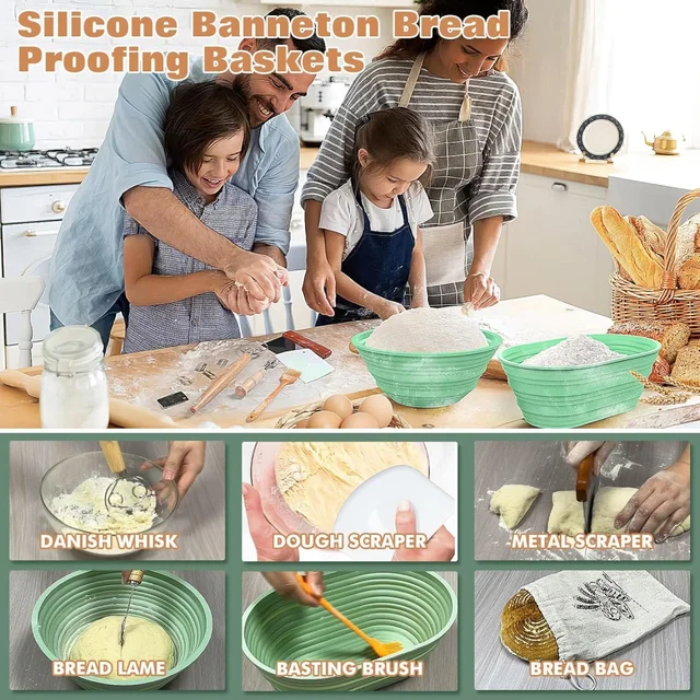 Silicone Bread Basket Baking Dessert Oval Dough Bread Proofing Baskets Collapsible Storage Fermentation Sourdough Basket Kitchen 6