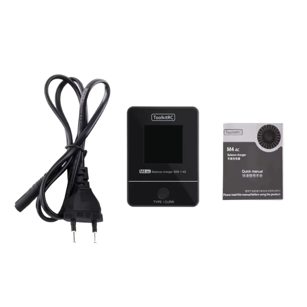 ToolkitRC M4AC 30W LiPO LiFE LiHV Compact AC Charger 1-4S XT60 Interface For RC Model FPV Racing Freestyle Drone Batteries