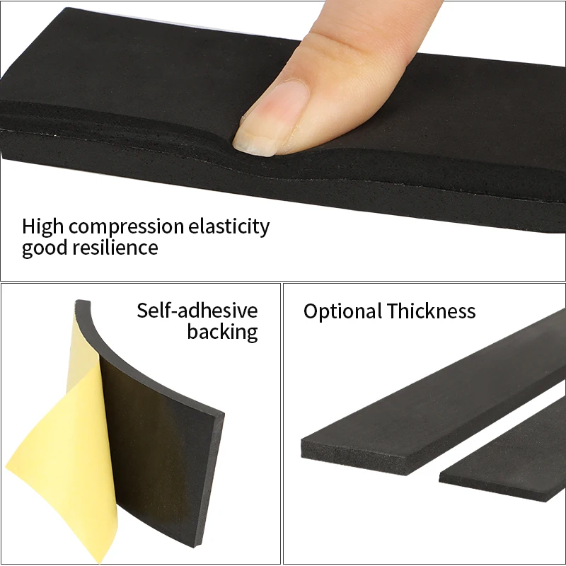 1 Rotolo 2-20mm Di Spessore Forte Adesione EVA Nero Spugna Schiuma Di Gomma Nastro Anti-collisione Guarnizione Stri Larghezza 10-30mmStriscia Di Isolamento Sono