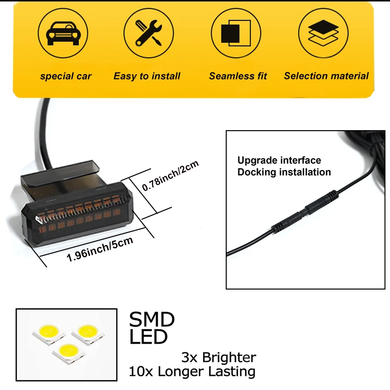 Universal Car Front Grille Light Shell Daytime Running Lamp Amber LED Headlight