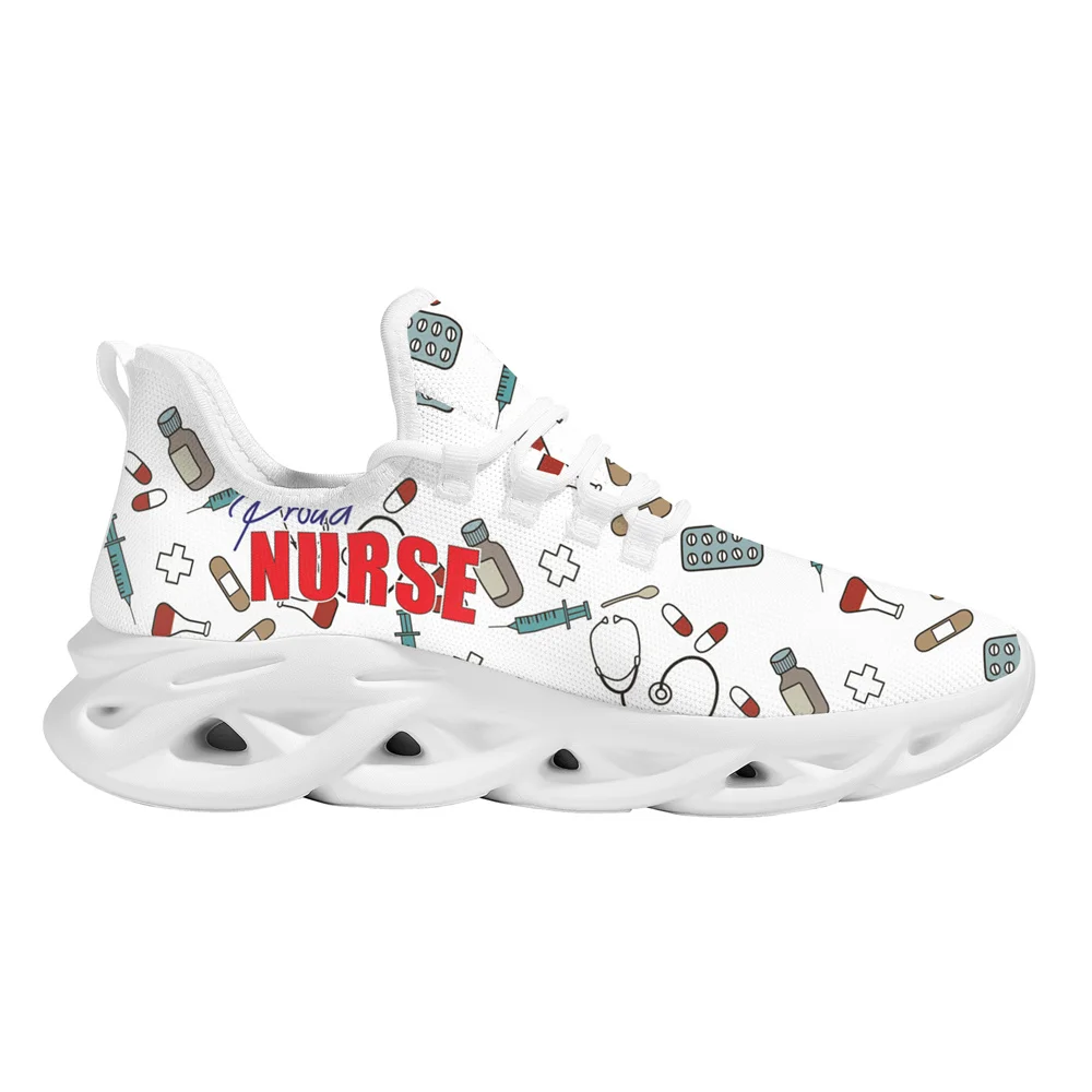 Yikeluo Nurse Shoes Women Print Breathable Sneakers Woman Slip-on Light Non-slip Flats Ladies Soft Bottom Casual Sports Shoes