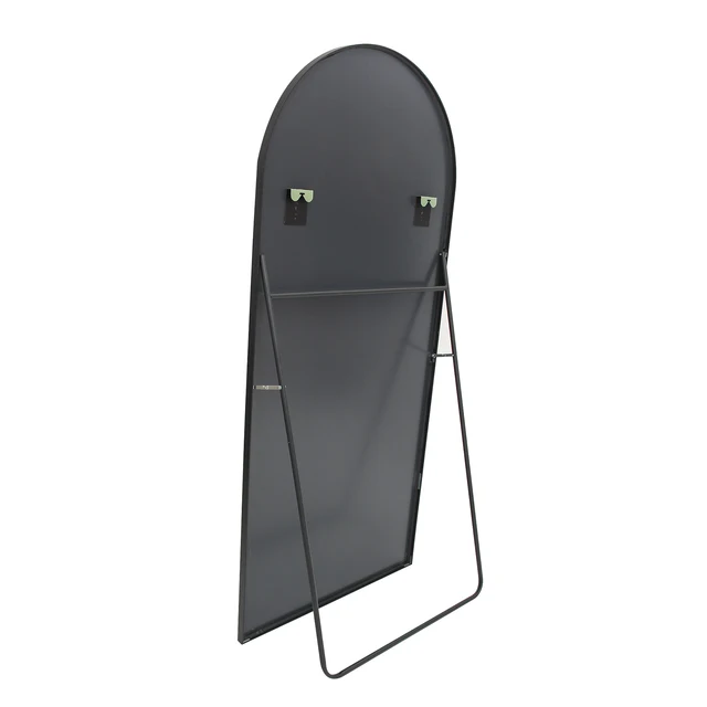 Specchio a tutta massa 180x80cm, specchio curvo con telaio in lega di alluminio nero e vetro rinforzato, con ganci, specchio da pavimento grande HD 6