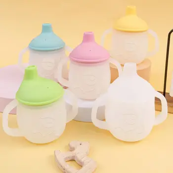 Portable Baby Silicone Feeding Drinking Cup Newborn Learning Handle Bottle Silicone Tableware Toddler Water Bottle