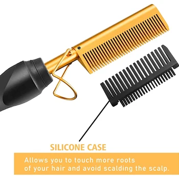 Goiple Electric Hot Comb Hair Straightenerm Curling Iron for Natural Black Hair Wigs Pressing Combs with Wig Glue Hair Wax Stick 3