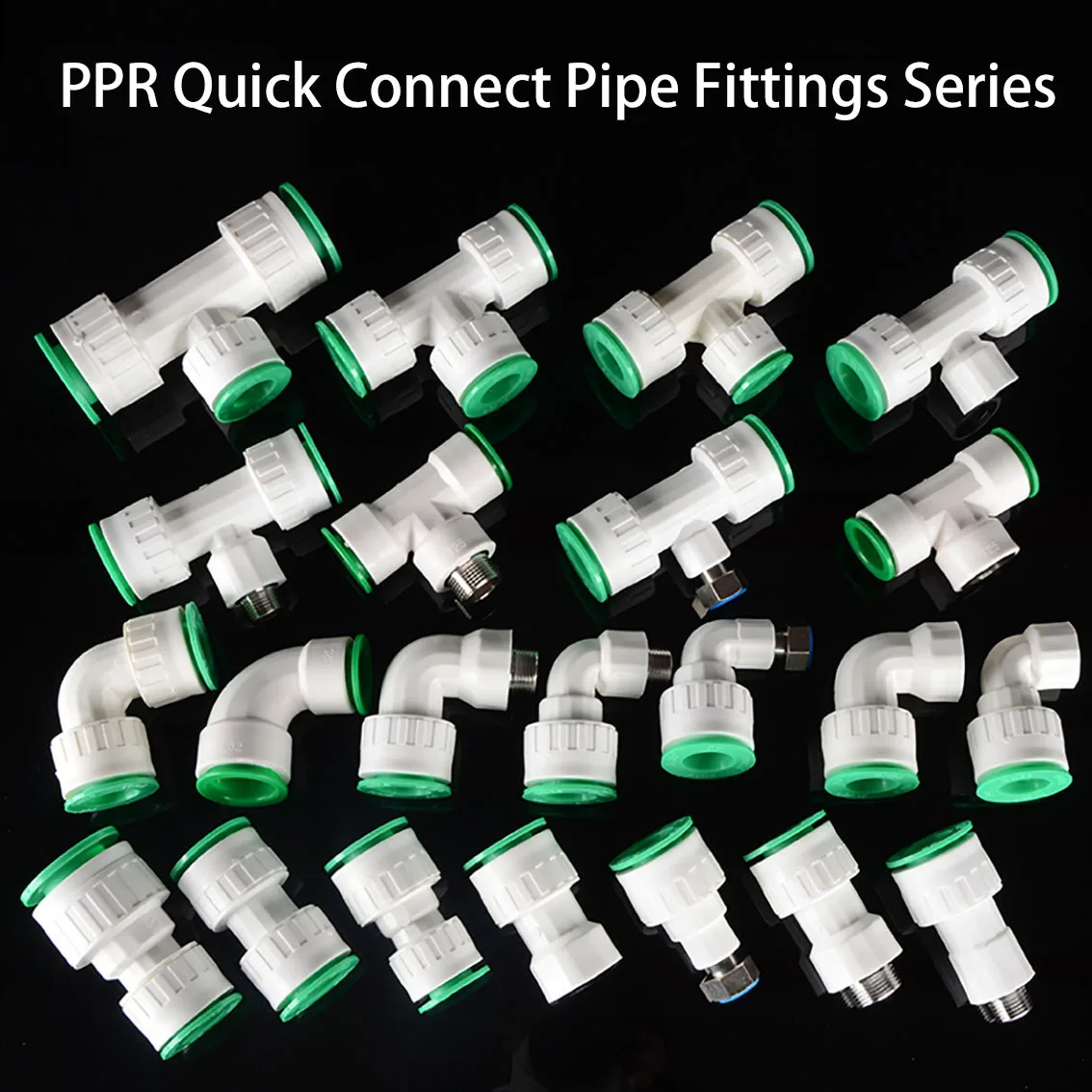 

20/25mm PPR Quick Connect Pipe Fittings Series 1/2＂Male/Female Thread Connector Straight/Elbow/3-way Water Pipe Joint Adapter