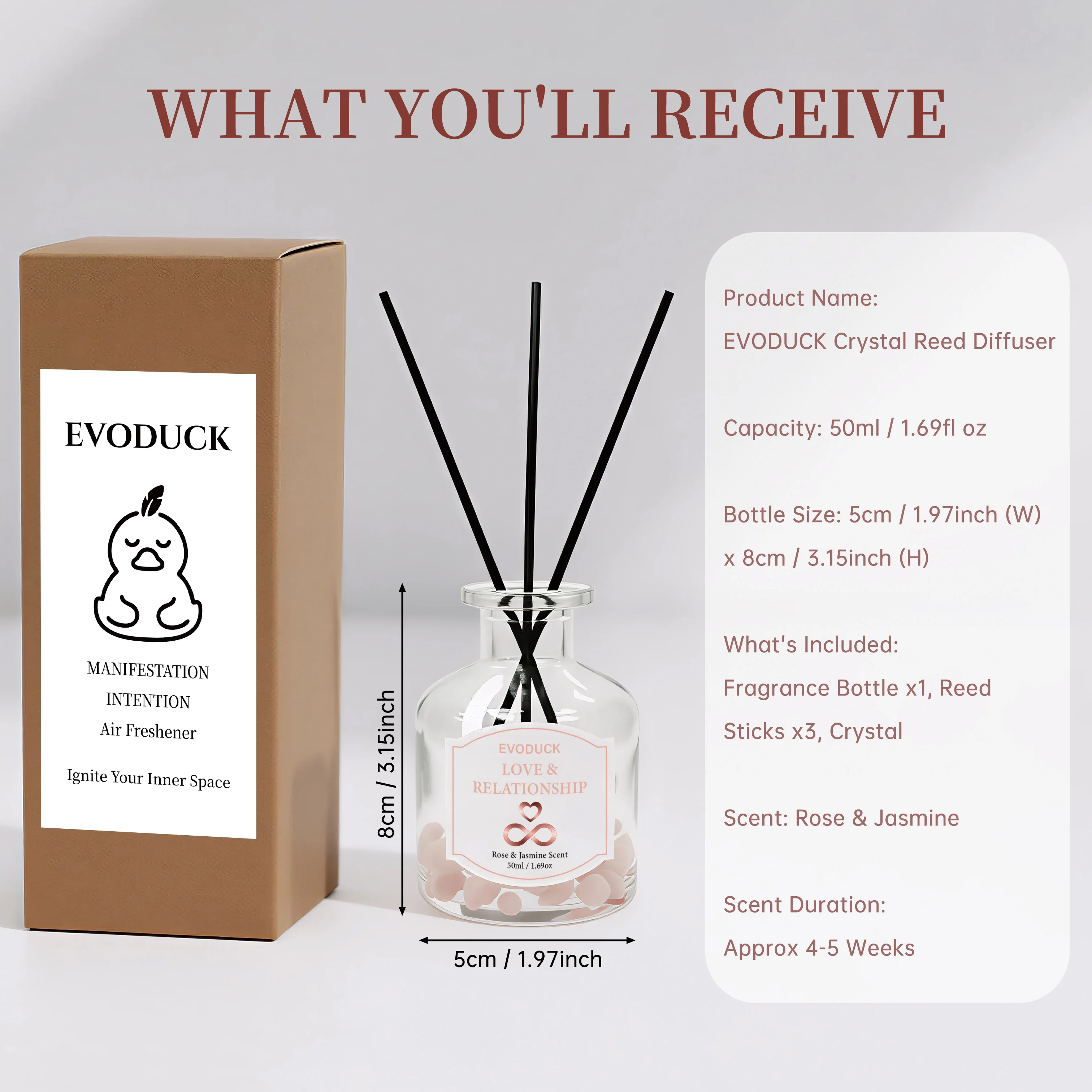 موزع روائح الزهور - موزع روائح الفانيليا 3.38 أونصة مع أعواد، عطر منزلي، زيت أساسي لديكور رف الحمام