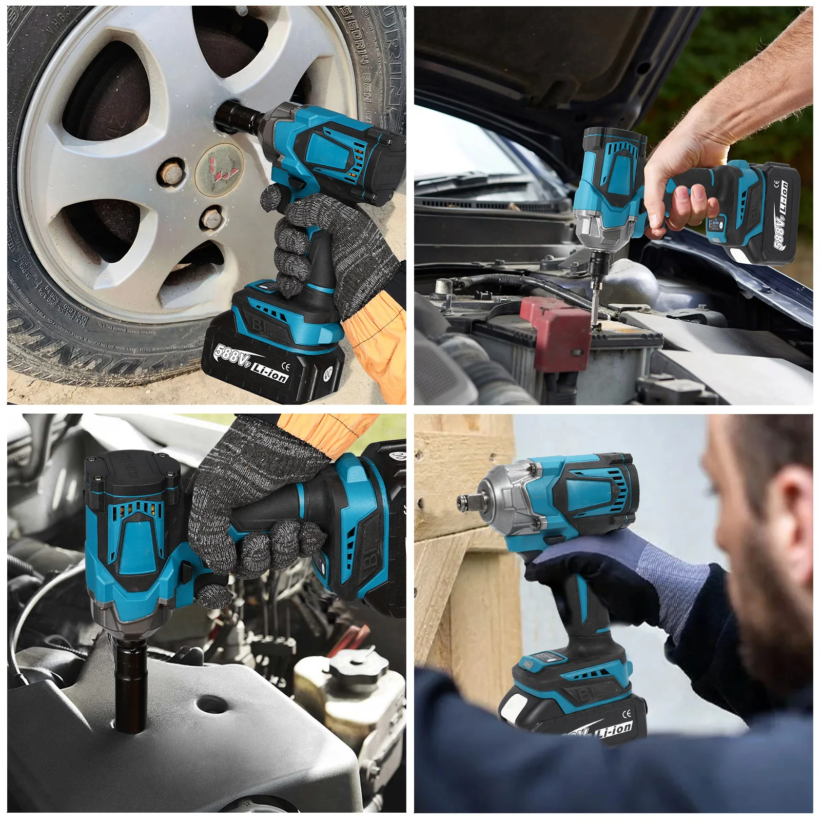 1200N.M Drehmoment Bürstenloser Elektrischer Schlagschrauber 1/2 Zoll Kabelloser Elektroschrauber Werkzeug für Makita 18V Akku – Detail 3