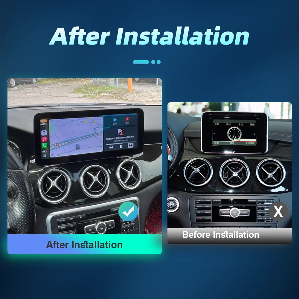 Sistema Multimedia Inalámbrico CarPlay Android Auto para Mercedes Benz Clase B W245 W246 2011-2019, Pantalla Inteligente con Navegación 3