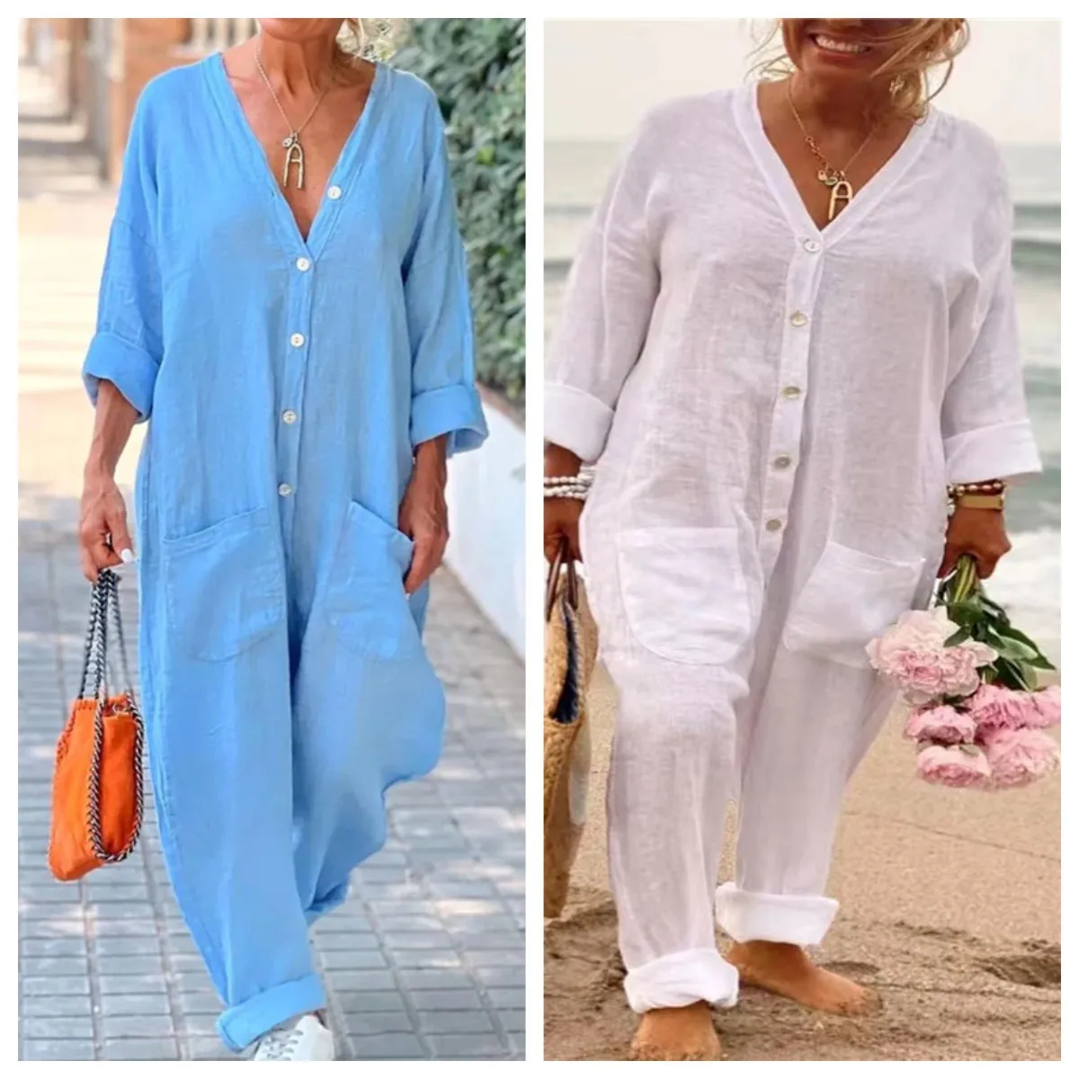 maternity onesie suspender trouser summer casual cotton linen long sleeve romper overalls jumpsuit wide leg streetwear plus size Maternity Onesie Suspender Trouser Summer Casual Cotton Linen Long Sleeve Romper Overalls Jumpsuit Wide Leg Streetwear Plus Size