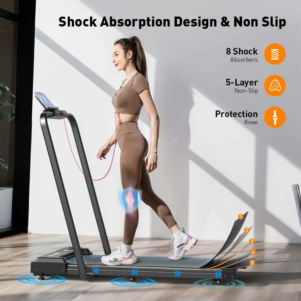 Tapis roulant pieghevole Formill FT51 10 KM/H con display LED e telecomando, tapis roulant portatile 2 in 1 con capacità di 120 kg per la casa - immagine 2