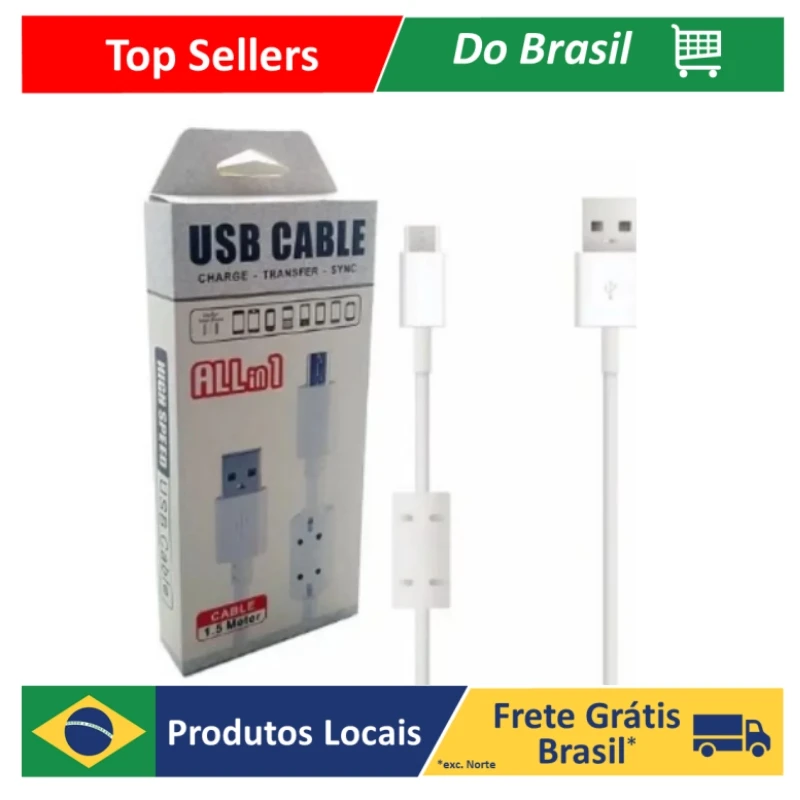 Cabo par carregar USB - V8 MICRO, Tipo C 1.5m lambris E carga Com Filtro Reforçado Tout En 1