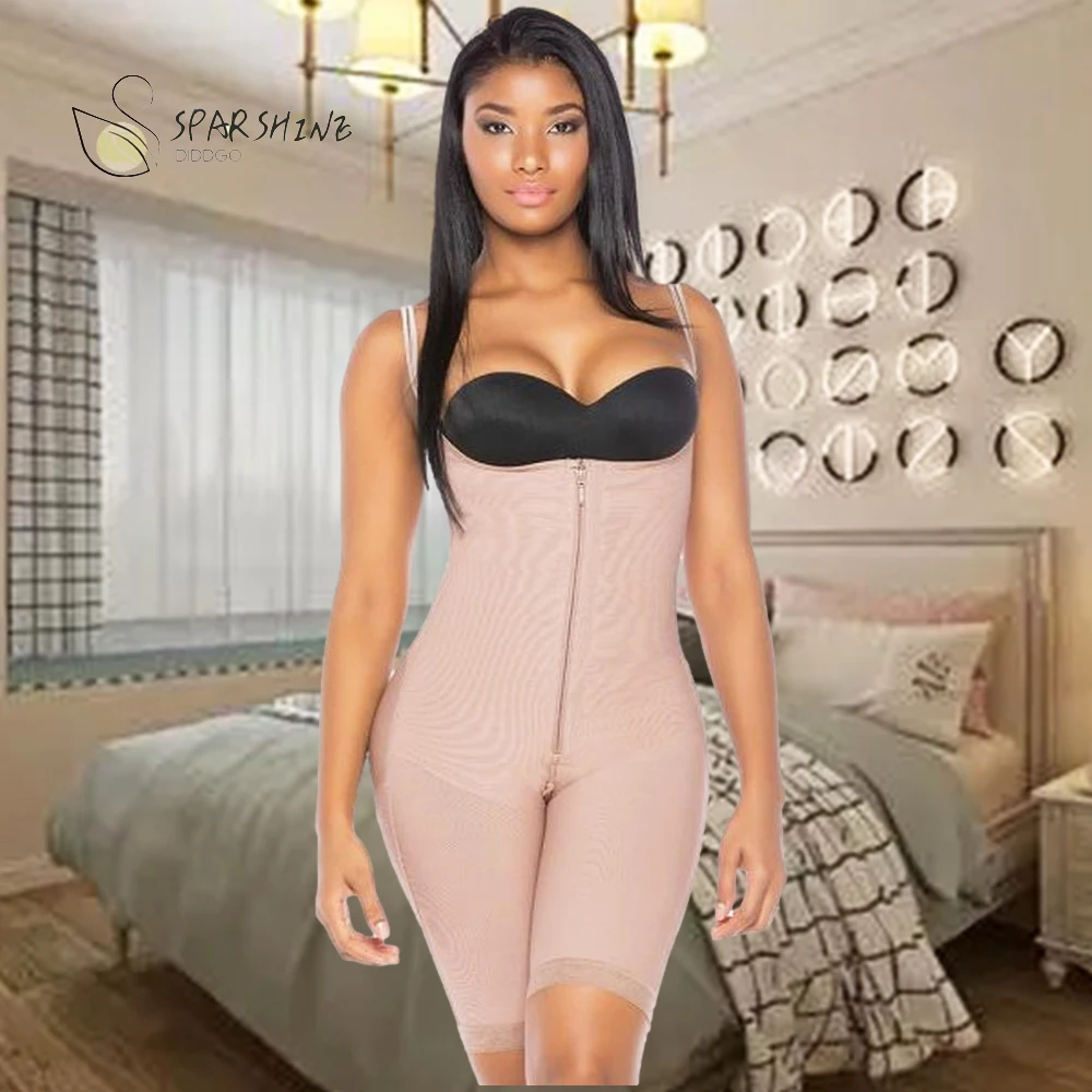 Mid-leg Post Surgical Fajas Colombianas Melibelt full Colombian Body Shaper  thick strapp up to knee zipp up - AliExpress