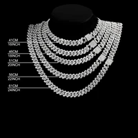 20-Inch Double-Drain Cuban Chain Unisex Ice-Frozen Edition Sparkling Diamond-Shaped Hip-Hop Style Cuban Necklace Jewelry 5