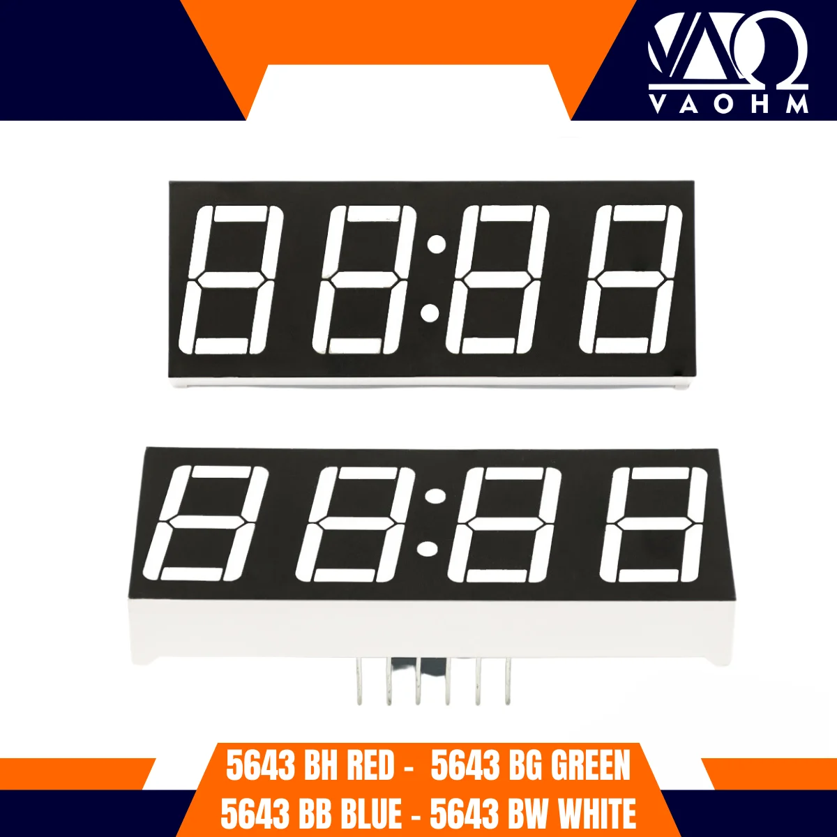 Led Digital Tube Display 10PCS 5643BH 5643BB 5643BG 5643BW 0.56 Inch Common Anode Clock 4 Digit Seven Segment Led Display Tube Red Blue Green White