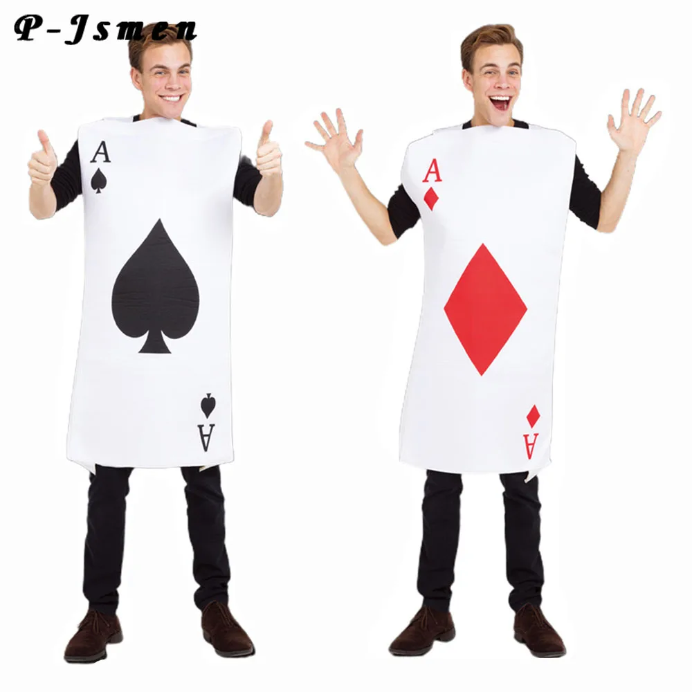 

P-Jsmen Mens Ace of Spades Mens Ace of Diamonds Costume Playing Card Poker Stag Adult Fancy Dress Outfit Halloween Costume