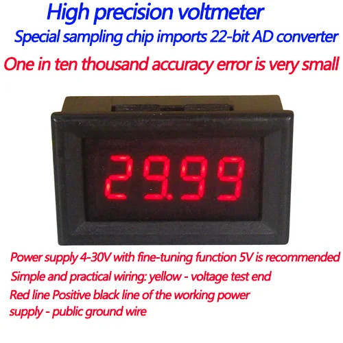

GWUNW BY436VW 0.36 inch 4-bit 1/10,000th ultra high precision digital display voltmeter head 1V 10V 30V 50V 100V 2 three line DC