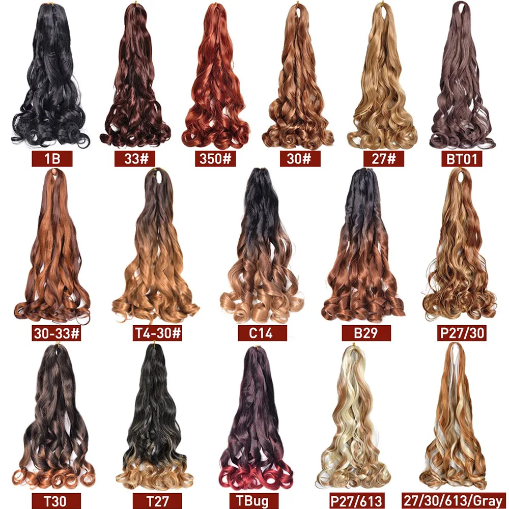 Brown French Curls Braiding Hair Extensions Synthetic Crochet Braids 22 Inch Pre Stretched Spiral Curly Braid Loose Wave Hair 6