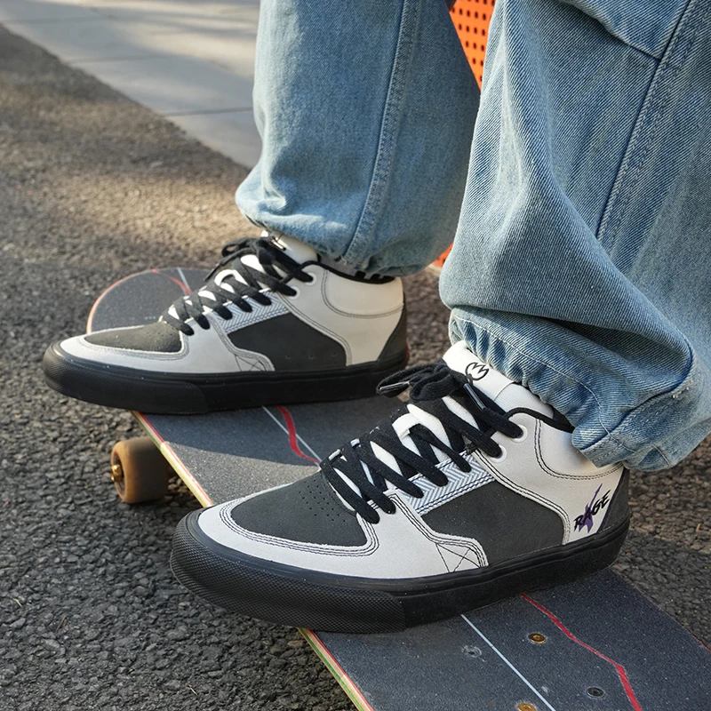 Joiints Purple Skateboarding Shoes for Men Athletic Sneaker Mid Top Anti-slip Casual Soft Leather Lace-up Breathable Tennis 6
