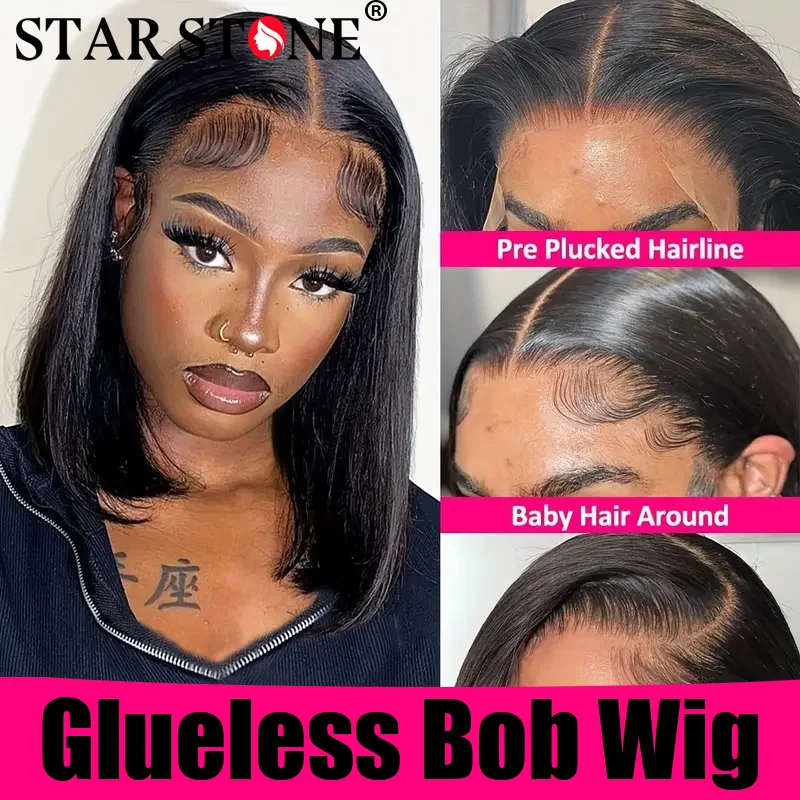 

STAR STONE Straight Baby Hair Glueless Wig Human Hair Ready To Wear HD 4X4 Lace Closure Preplucked Wigs Human Hair 180% Density