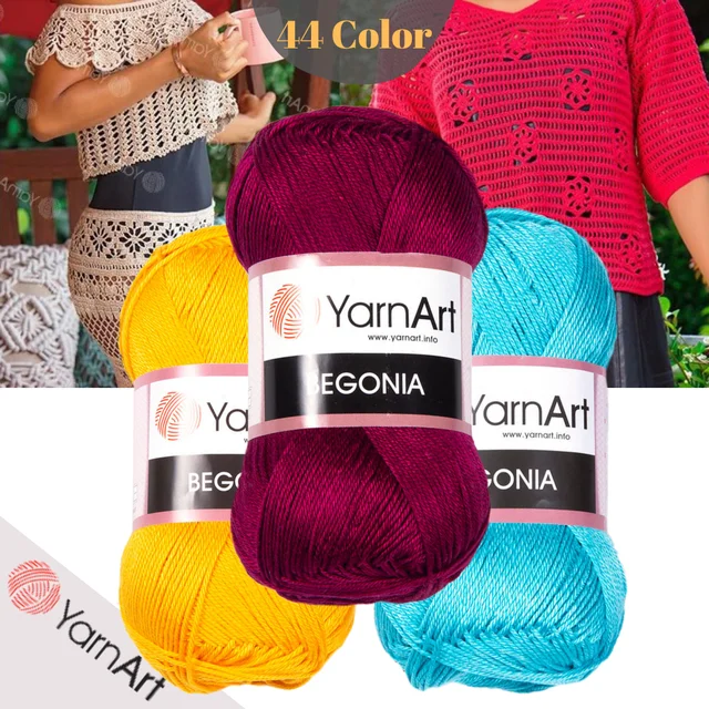 100% Mercerized Cotton Yarn Knitting Crochet by Yarnart Begonia