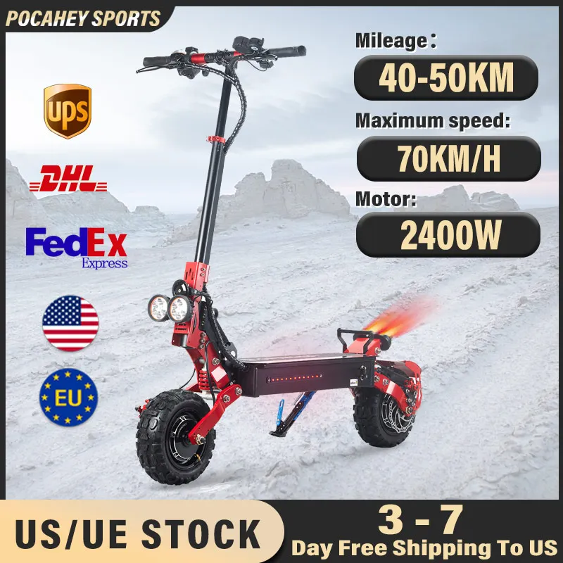 

Adults Electric Scooter 11 Inch E Scooter with 2400W 48V Dual Motor 21AH Battery Strong Power Patinete Elétrico 50KM Long Range