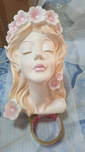 Angelic Elegance, Nordic Resin Flower Vase - A Modern Abstract Human Face Design for Unique Home Interior Decoration photo review