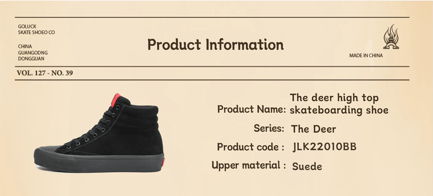 Description Picture 6 of itemJoiints Vulcanized Black Mid-top Sneakers Men Suede Sneakers for Skate Comfortable Durable Casual Shoes Running Tennis