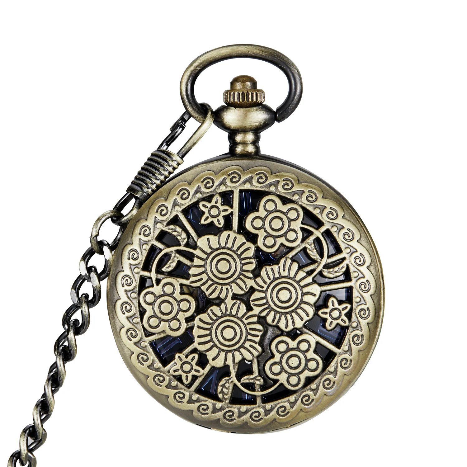 Top Lovely Mini Necklace Pocket Watch mechanical Rome Numerals Dial Pendant Chain Antique Tiny Clock Gifts for Kids Women