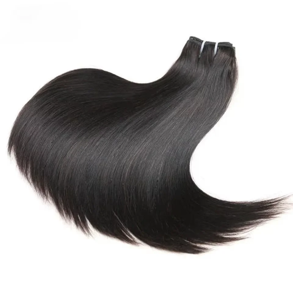 Hochwertige Brasilianische 26-28 Zoll Rohe Unbehandelte Remy 15A Echthaar-Extensions, Knochenglatte 3-4 Bündel mit Doppeltem Tressenband – Detail 6