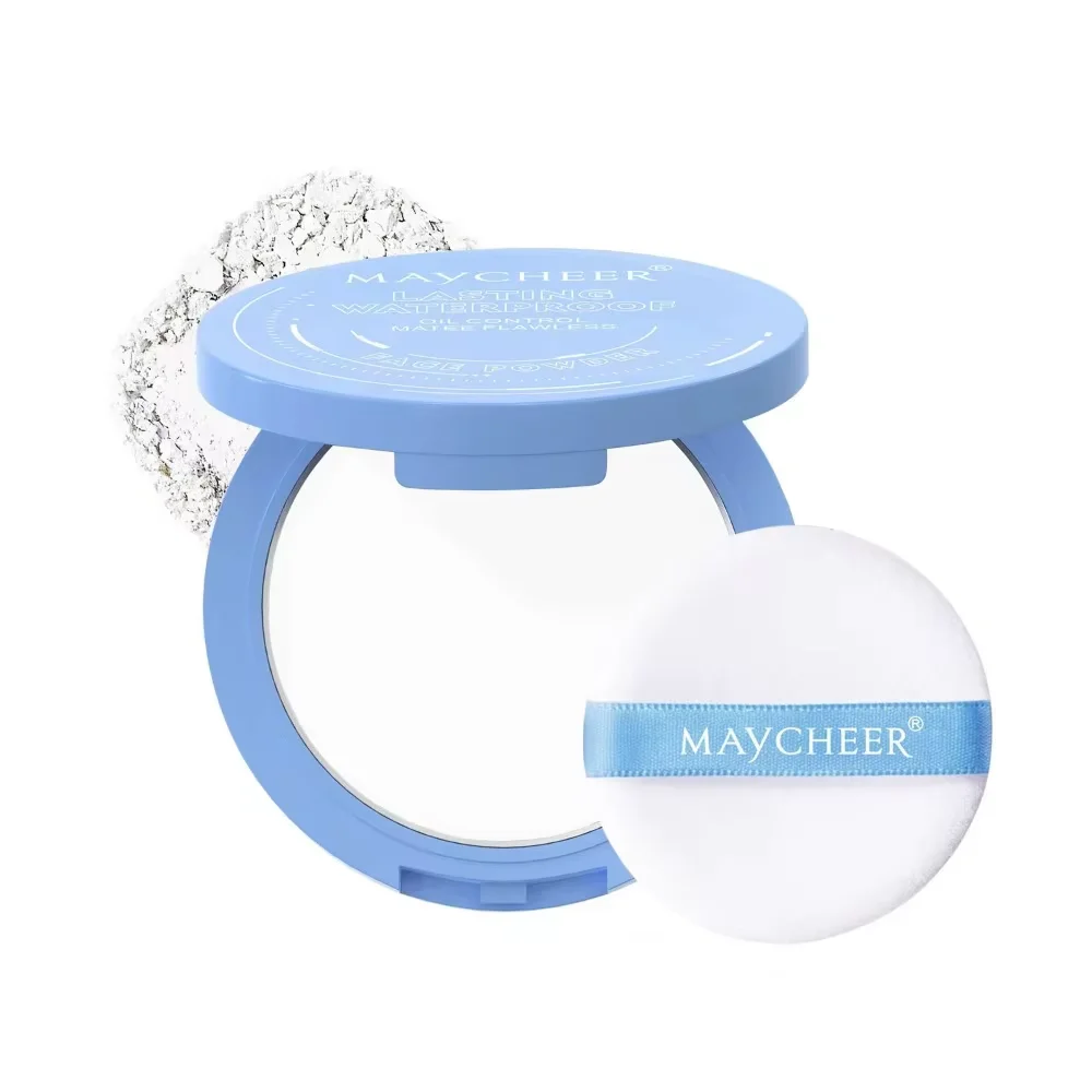 Matte Long-Lasting Oil-Control Pressed Powder With Sponge Applicator Long-lasting Waterproof Texture Smooth Sace Face Powder