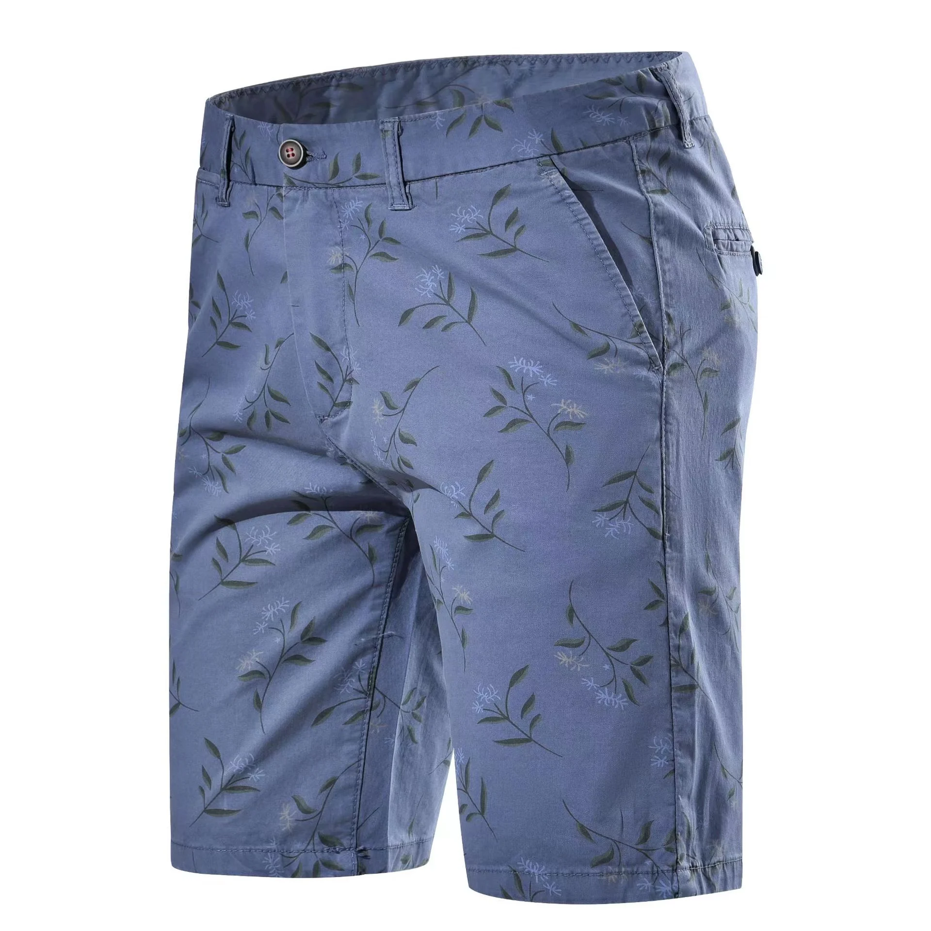 Men Shorts Summer Cotton Middle Waist Male Luxury Casual Business Men Shorts Printed Beach Stretch Chino Classic Fit Short Homme