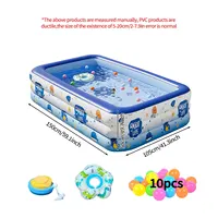 Ensemble de piscine gonflable, piscine rectangulaire en PVC de 150x105x50 cm avec balles et pompe, piscine portable pour l'extérieur et le jardin 6