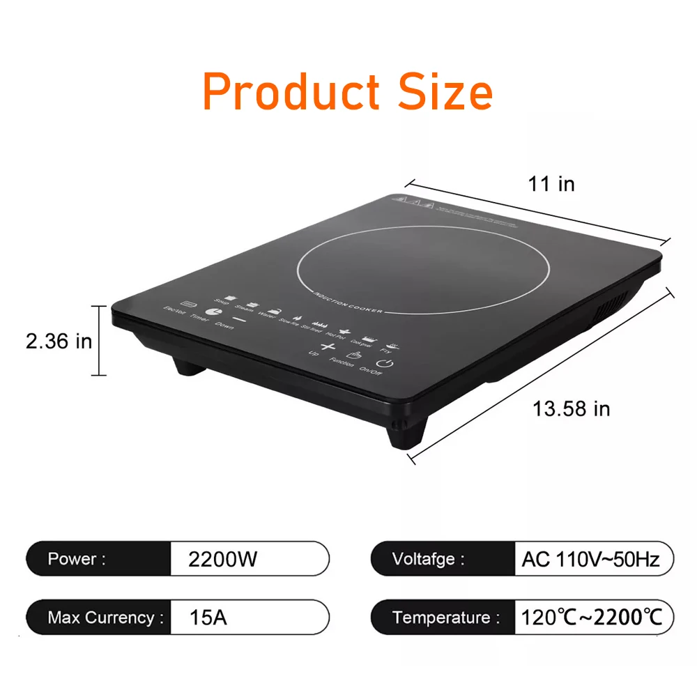 Induction Cooker US110V/2200W household outdoor intelligent energy-saving induction cooker can fry steak hot milk etc. easy kitchen induction cooker