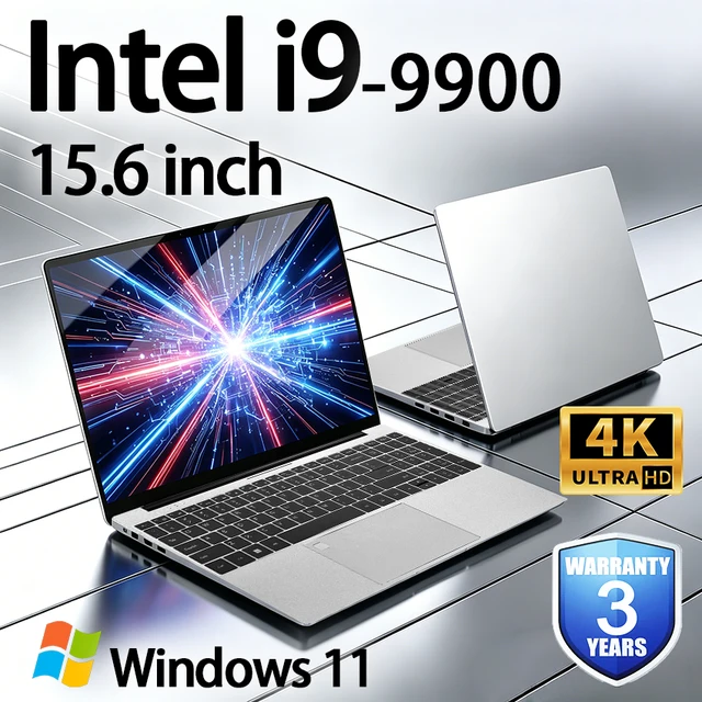Ordinateur portable 15,6 pouces Windows 11 Intel Core i9 9900 16 Go de RAM 1 To 2 To SSD 1920*1080HD PC Gamer ultra-fin pour le jeu et le bureau avec lecteur d'empreintes digitales 1
