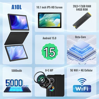 2026 Newest Android 15 Tablet 10 Inch 20GB+64GB Expandable 1TB WidevineL1 GMS 5000mAh Stylus Keyboard Mouse Headphones Case Set 2