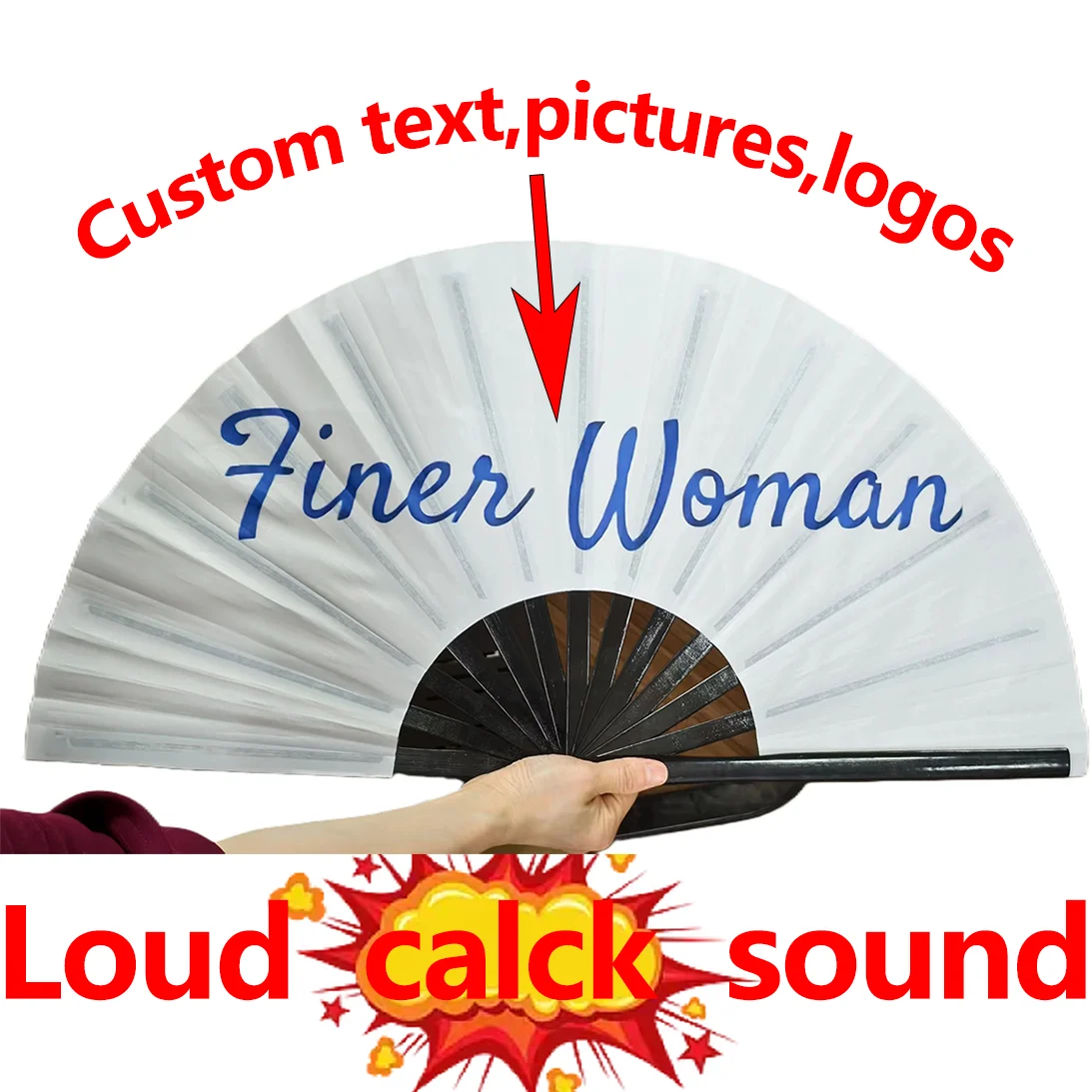 Personalized Polyester Folding Fan With Custom Text And Logo Design_voghion.com