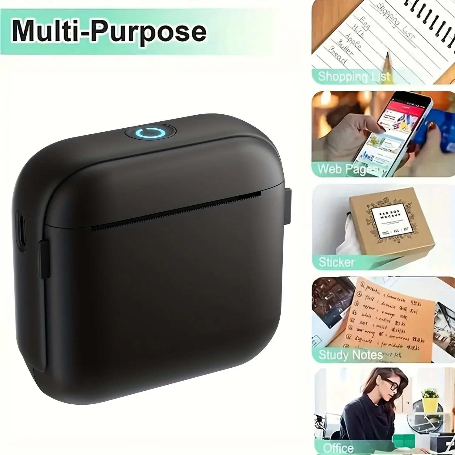 휴대용 감열 프린터 - 즉시 인쇄, iOS/안드로이드 호환, 사진, 라벨, 메모 등에 사용 가능 - 그녀를 위한 훌륭한 선물