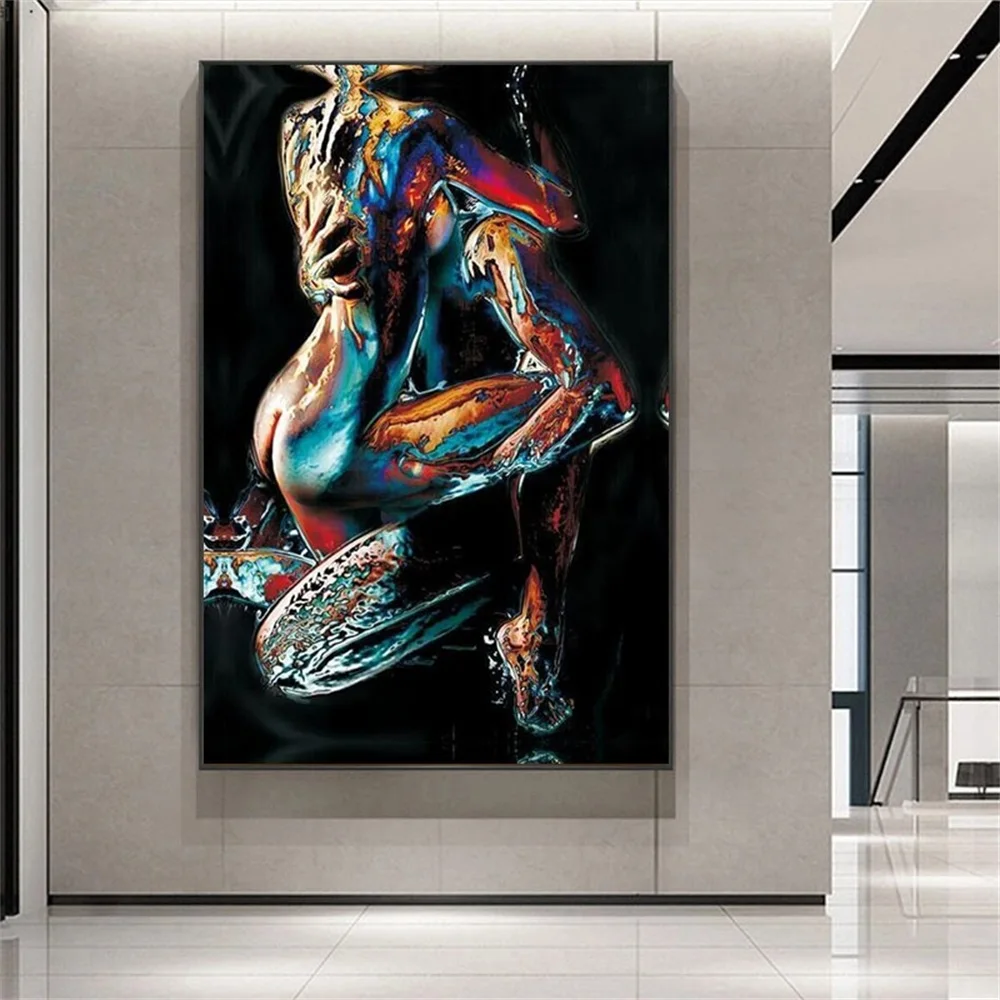 Abstrato Modern Graffiti Amante Pinturas de Lona Sexy Corpo Nude Cartazes e Impressões Wall Art Imagem para Sala Home Decor