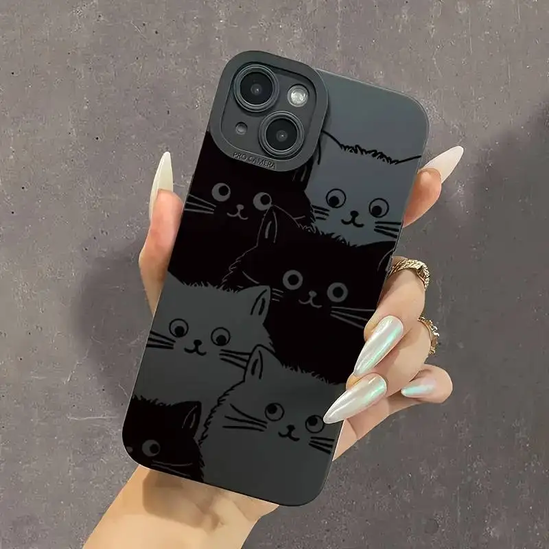 Black Cat Matte Silicone Soft Phone Case
