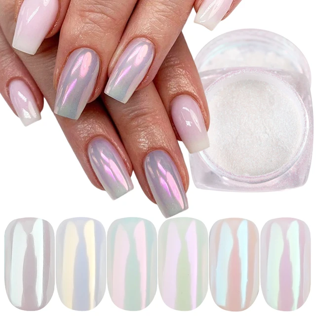 NICOLE DIARY Nail Powder Pigment Pearl White Rubbing on Nail Art Glitter  Dust Chrome Aurora Manicure Decoration DIY - AliExpress