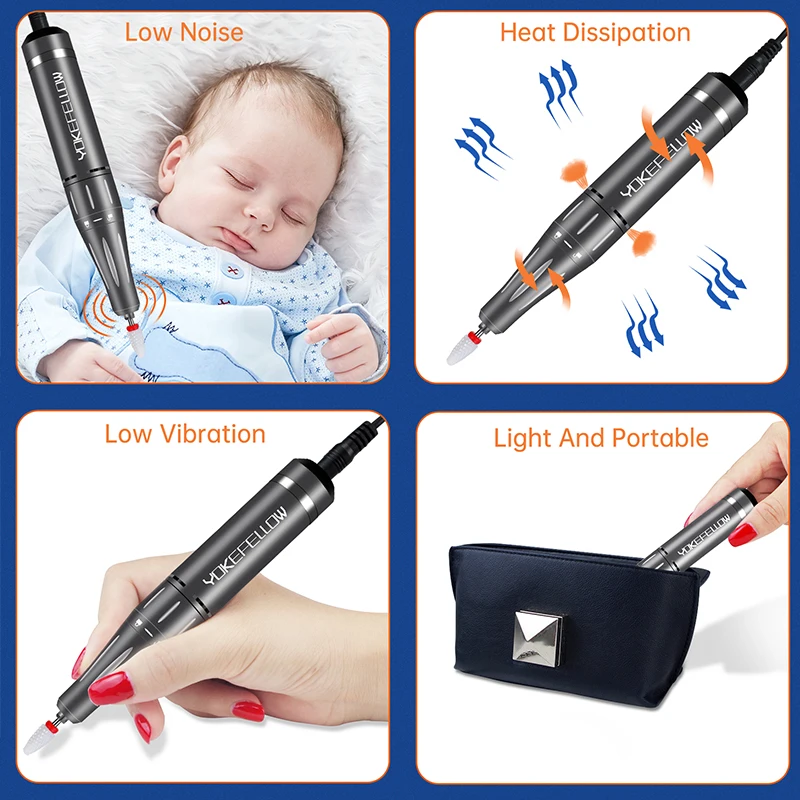 35000RPM Nail Drill Machine Rechargeable Portable Electric Nail Polishing Machine With Milling Cutter Nail Tools for Manicure 5