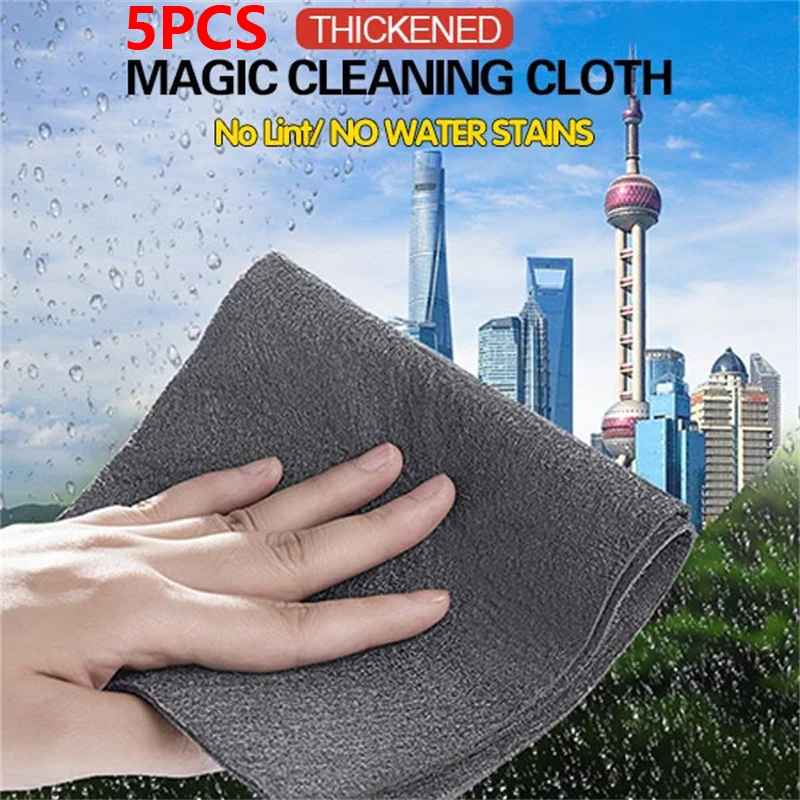 Multifunctional Magic Cloth 5pcs Glass Cleaning Cloth Dishcloth Lint